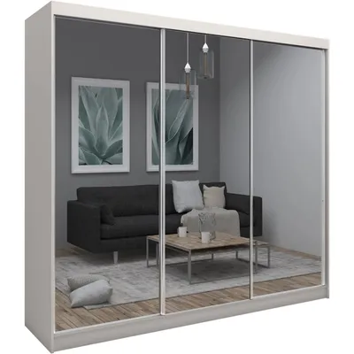 Image de BEAUTYSOFA armoire avec portes coulissantes DEBRA 240 cm - armoire avec tiroirs et miroir (cachemire)