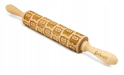 Produktbild von Folkroll Motiv "Eule" Holz-Teigrolle Mittel (37 cm)
