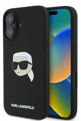 Obrázek produktu pro Karl Lagerfeld Klhmp16Sskhpplk Iphone 16 6.1 Czarny/Black Hardcase Silicone Karl Head Print Magsafe