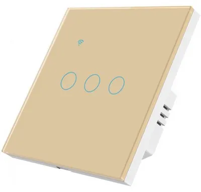 Obrázok produktu pre Inteligentný dotykový spínač iUni 3F, Wi-Fi, tvrdené sklo, zlatá farba