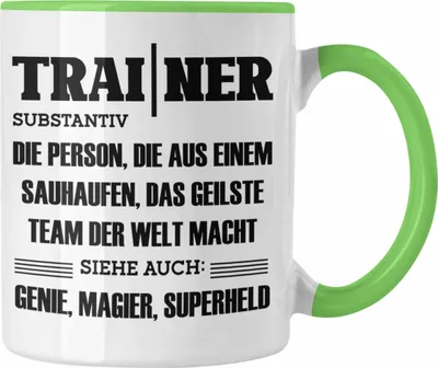 Produktbild von Trendation - Trainer Tasse Geschenk Bester Coach Geschenkidee Spruch (Grün)