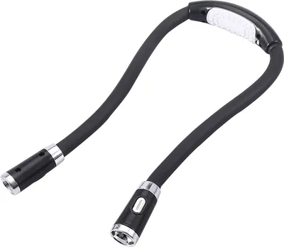 Zdjęcie produktu dla Elastyczna wisząca na szyi lampka LED bez użycia rąk, regulowana, zginana lampka do czytania w nocy (czarna)