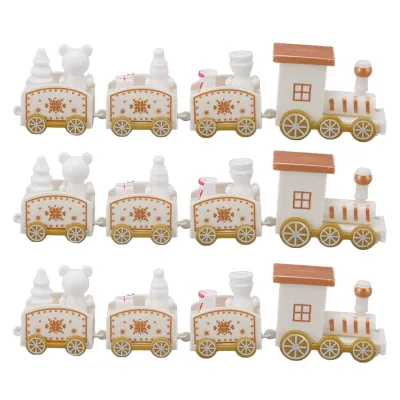 Imagen del producto de Pequeña decoración navideña con motivos de tren, set de mini decoración de tren, pequeña decoración de tren, elementos de decoración navideña con motivos de tren, decoración navideña, decoración para pasteles