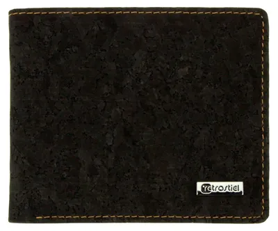 Produktbild von Retro-Geldbörse mit Korken-Motiv in Schwarz und Weiß