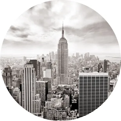 Produktbild von Sticker Kreis ARCHITEKTUR New York Wolkenkratzer Gebäude Stadtpanorama Aufkleber Wanddekoration für Büro Wohnzimmer 100 cm x 100 cm