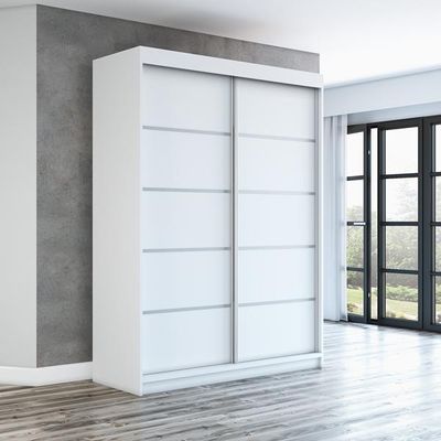 Schwebetürenschrank, 2-türig Schrank! Moderne Garderobe für Kleidung. Verschiedene Farben (Weiß, Schwarz, Somona) Kleiderschrank PARIS 160 cm