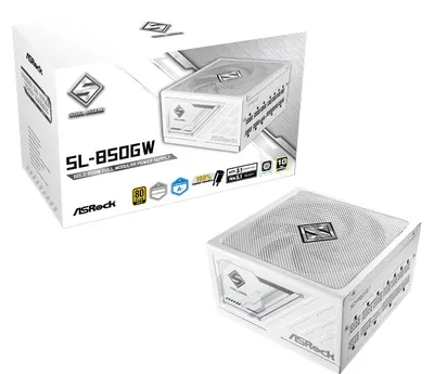 Obrázek produktu pro Asrock SL-850GW Steel Legend, 850 W, Přehřívání, Nadproud, Přetížení, Přepětí, Zkrat, 20+4 pin ATX, 60 cm, 120,450 mm, 60 cm