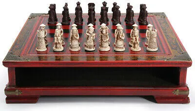 Produktbild von Chinesisch Figur Edles Schachspiel Schach aus Harz Handarbeit + Brett Figuren