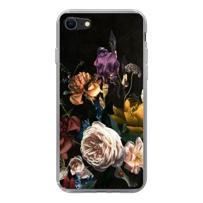 Produktbild von MuchoWow® Handyhülle Schutzhülle Hülle für iPhone 7 Blumen - Rosen - Muster Silikon Softcase Handy Hülle - Kartenhalter