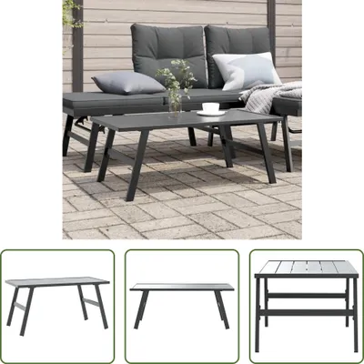 Zdjęcie produktu dla The Living Store Stolik kawowy ogrodowy czarny 90x45x35 cm Stal malowana proszkowo