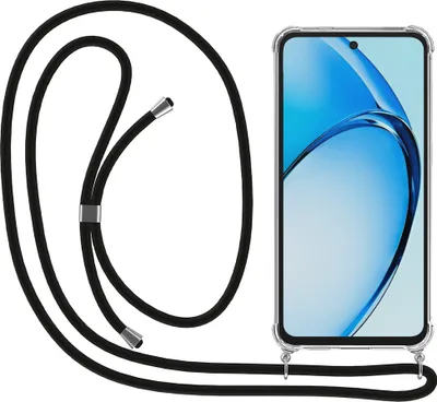 Produktbild von Smartphonica Handytasche passend für Oppo A3 / A3X mit Kabel und Bumper - Tasche mit Telefonkabel - TPU Backcover Case stoßfest mit Lanyard - Transparent