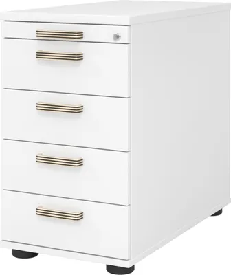 Produktbild von bümö office Standcontainer - mit 4 Schubladen - Nachbildung: Weiß, Griff: Streifengriff (Kunststoff)
