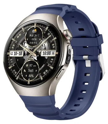 Obrázek produktu pro Pro Huawei Watch 5 46mm Silicone Classic Metal Buckle Replacement Smart Watch Strap Dark Blue