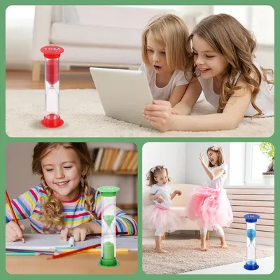 Produktbild von 12-teilige Timer Sanduhrenset - Bunte Sanduhr 30 Sekunden/1 Minute 2 Minuten/3 Minuten 5 Minuten/10 Minuten - Kindern Zeit lernen Spielzeit - Kreative Geschenke