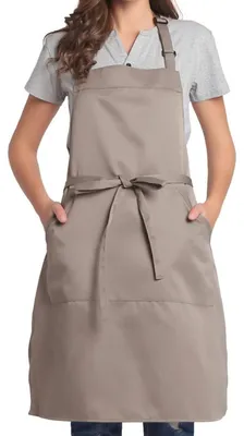 Productafbeelding van Verstelbare schort met zak en extra lange banden, geschikt voor dames en heren, maat XL, bruin