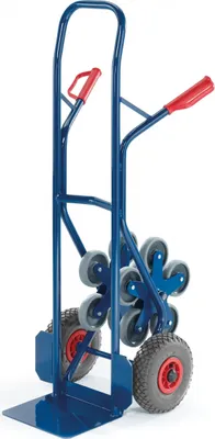 Produktbild von Rollcart Stahlrohr-Treppenkarre, mit fünfarmigen Vollgummi- Radsternen und Luftbereifung, Schaufelbreite 300mm