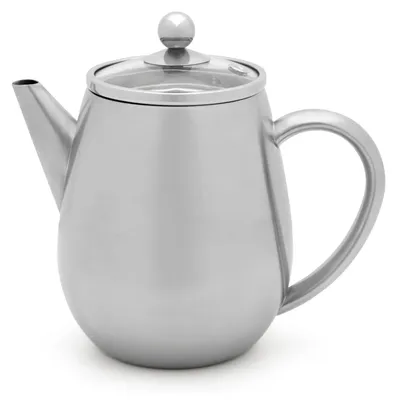 Doppelwandige Teekanne Eva 1,1 L Shiny Edelstahl