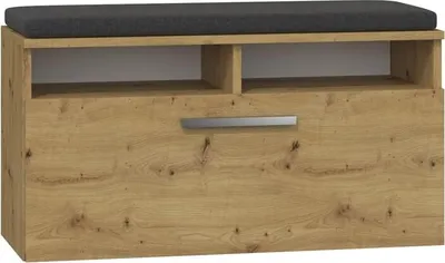 Produktbild von BDW, Schuhschrank mit Sitzfläche, 85x35x45 cm, Schuhbank & Kipper, Eiche Artisan