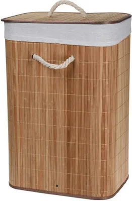 Produktbild von Storage Solutions | Wäschekorb - Bambus - 60x40x30 cm - Faltbar - Mit Deckel und Tragegriffen