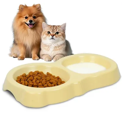 Immagine prodotto di Ciotola per gatti in Vetroceramica, 2-in-1, antiscivolo, piatta, a forma di orso, adatta per gatti e piccoli cani