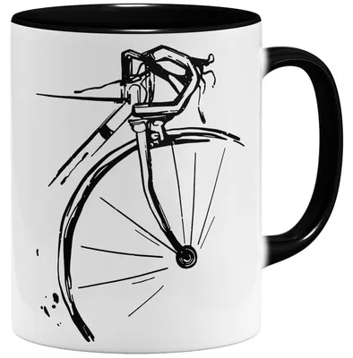 Keramik-Kaffeebecher Retro Fahrrad, 325 ml, schwarz