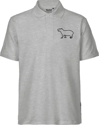 Produktbild von Huuraa Herren Polo Shirt Capybara Silhouette L Sport Grey Bio Baumwolle Fairtrade Poloshirt Geschenkidee
