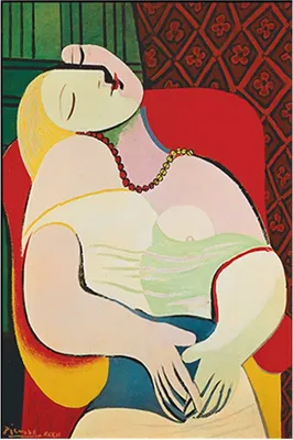 Produktbild von TPFLiving Kunstdruck LW-528 (OHNE RAHMEN) Poster - Leinwand - Wandbild - Hochauflösender Giclée-Druck, langlebig und hochwertig - Picasso - Träumende Frau - Größe: 60x80cm
