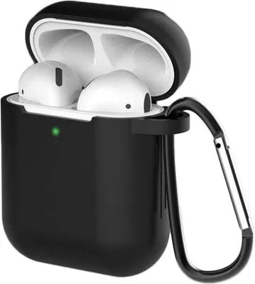Obrázek produktu pro Pouzdro Pro Airpods 2 / Airpods 1 Silikonový Měkký Kryt Na Sluchátka + Přívěsek Karabiny Na Klíče, Černý (Pouzdro D)