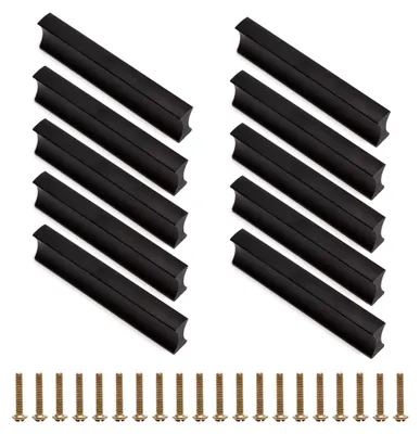Produktbild von 10 Stück Möbelgriffe Schwarz 64 mm für Schränke und Schubladen mit Schrauben