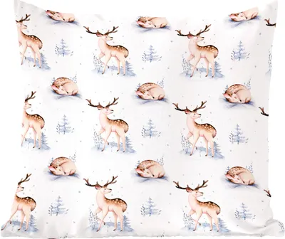 Produktbild von MuchoWow® Zierkissen Sofakissen Wohnzimmer Dekokissen 50x50 cm Winter - Weiß - Tiere - Muster - Komfort - Sofakissen