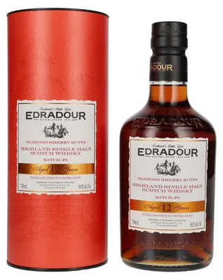 Produktbild von Edradour 12 Years Old Oloroso Sherry Single Malt Whisky Natural Cask Strength #8 58% Vol. 0,7l in Geschenkbox