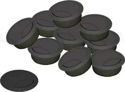 Produktbild von Kabeldurchlass 60 mm für Arbeitsplatte Kunststoff schwarz 10 Stück