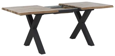 Zdjęcie produktu dla BELIANI Nowoczesny stół rozkładany do jadalni 90x140/180 cm 4-6 osób nieregularny blat ciemnobrązowy metalowe nóżki