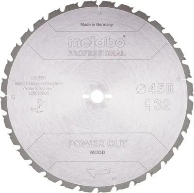 Produktbild von Metabo Sägeblatt power cut wood - professional, 450x30 Z32 TZ 10°