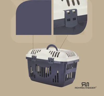 Produktbild von Rohrschneider Katzen Transportbox | Transportbox Katze | Tierbox | Transportbox mit Griff | Katzenbox | Transportbox Katze groß, Farbe:blau