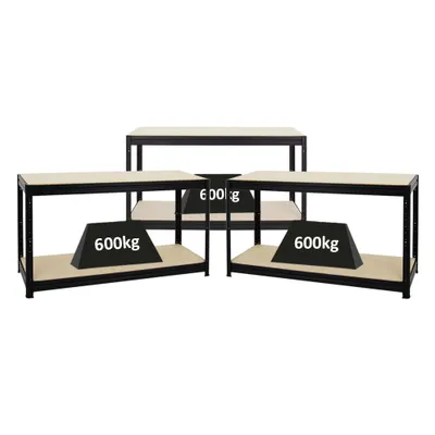 Produktbild von Mega Deal | 3x Höhenverstellbare Werkbank DINO | HxBxT 90x160x60cm | Traglast 600 kg | Schwarz