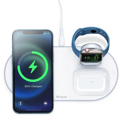 Zdjęcie produktu dla Wireless Charger Mcdodo CH-7060 3 in 1 15W (mobile/TWS/Apple watch) (white)
