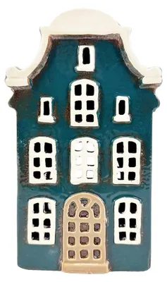 Zdjęcie produktu dla Podсвечник Clayre & Eef, model "Haus", niebieski, ceramiczny
