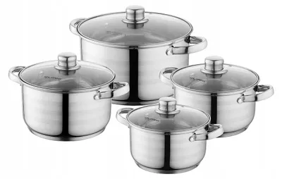 Produktbild von TOPFSET 8 tlg Kochtopfset Töpfe Induktion Edelstahl mit Glasdeckel FLORINA