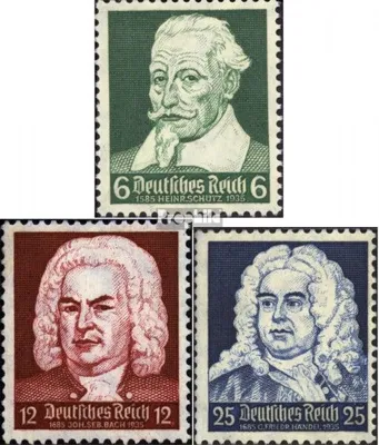Produktbild von Briefmarken Deutsches Reich 1935 Mi 573-575 (kompl.Ausg.) mit Falz Schütz-,Bach,-Händel-Feier