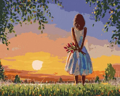 Zdjęcie produktu dla Zuty - Painting by Numbers - GIRL WITH A CITY OF TULIPPINS, 40x50 cm, bez ramy i bez wyłączenia płótna