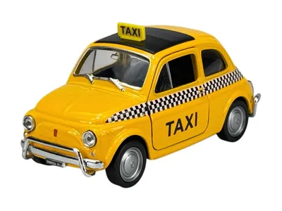 Immagine prodotto di Welly Fiat Nuova 500 Taxi 1:34-1:39 Modello in metallo pressofuso Nuovo nella confezione 43606