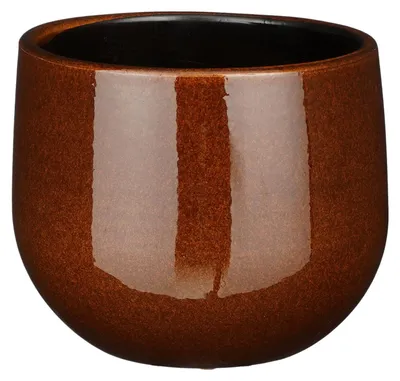 Produktbild von Mica Decorations Pflanzentopf - Keramik - braun glanzend - D16-14 cm