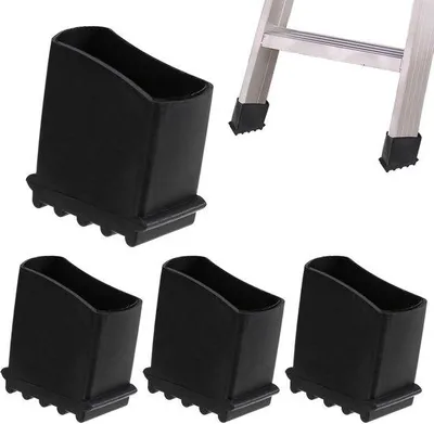 Obrázek produktu pro Sada 4 ks – univerzální gumové nožičky na žebříky – 50 x 25 mm – protiskluzové nožičky – krytky na hliníkové žebříky, teleskopické žebříky, schodišťové žebříky a žebříkové systémy