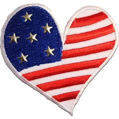 Obrázek produktu pro Usa heart - nášivka, nažehlovací nášivka, nažehlovací aplikace, nášivky, k nažehlení, velikost: 8,0 x 9,0 cm