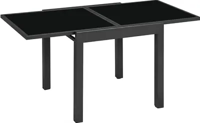 Produktbild von Gartentisch klappbar mit Glasplatte, wetterfest Aluminium, 160x80 cm, Schwarz