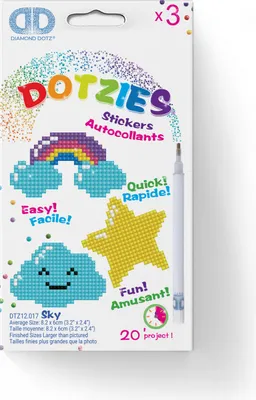 Obrázok produktu pre Sada Diamond Dotz s 3 samolepkami - dúha, oblak a hviezda