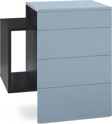 Produktbild von Vladon Nachttisch Queens,  Germany, Nachttischschrank mit 2 Schubladen und 1 seitlichem Fach zur Wandmontage, Schwarz matt/Denim matt (60 x 63 x 36 cm)