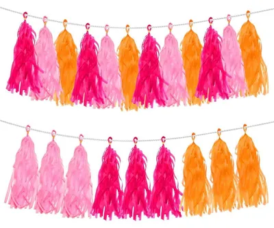 Immagine prodotto di Ghirlande di carta colorata, confezione da 30 pezzi, nei colori rosso, rosa e arancione