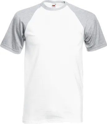 Produktbild von Fruit Of The Loom Herren Baseball T-Shirt, kurzärmlig BC327 (L) (Weiß/Grau meliert)